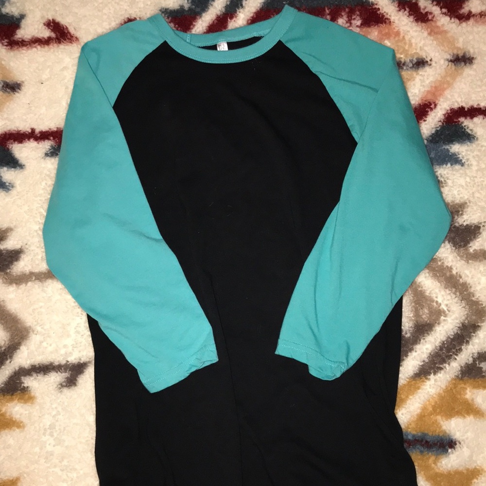 Teal and Black Baseball Tee